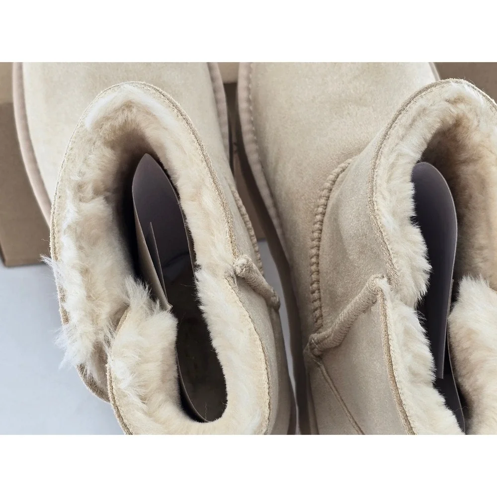 Beach by Matisse Yukon Platform Boots Womens Size 9M Natural Beige Faux Fur -NEW